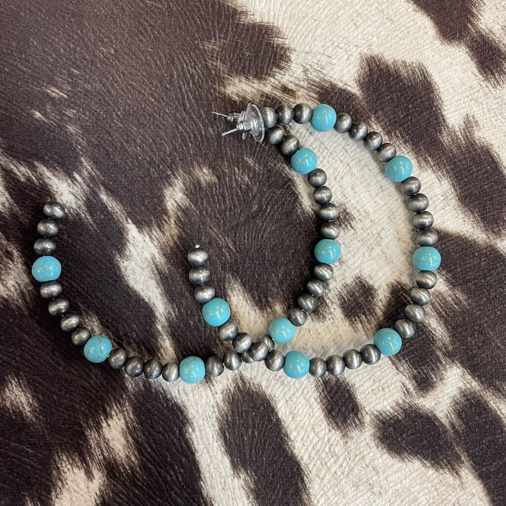 Silver Pearl Hoops