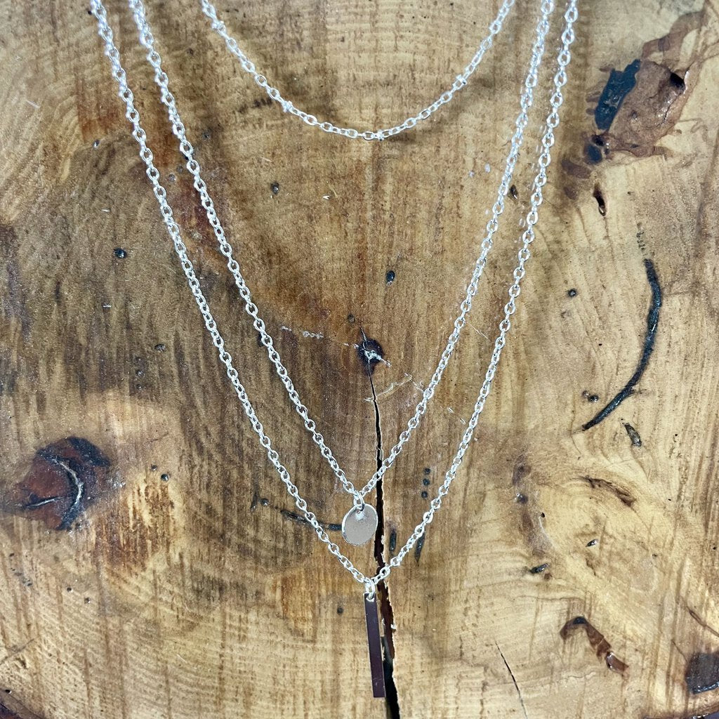 Silver Bar Layered Necklace