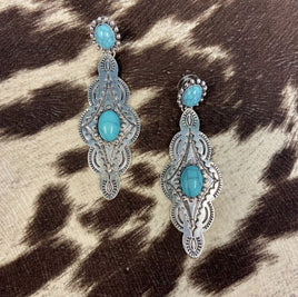 Stamped Turquoise Earrings
